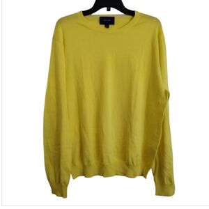 Faconnable Mens Bright Yellow 100% Cotton Crewneck Sweater Size Large
